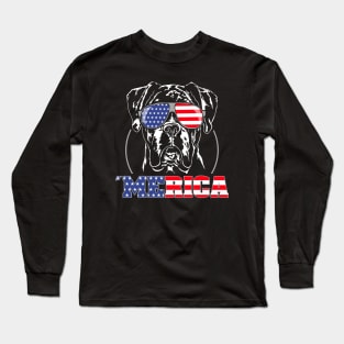 Proud Boxer Dog American Flag sunglasses Long Sleeve T-Shirt